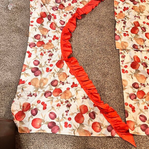 3 Piece Printed Window Treatment Kitchen Curtain Apples 2- Set - Picture 4 of 5